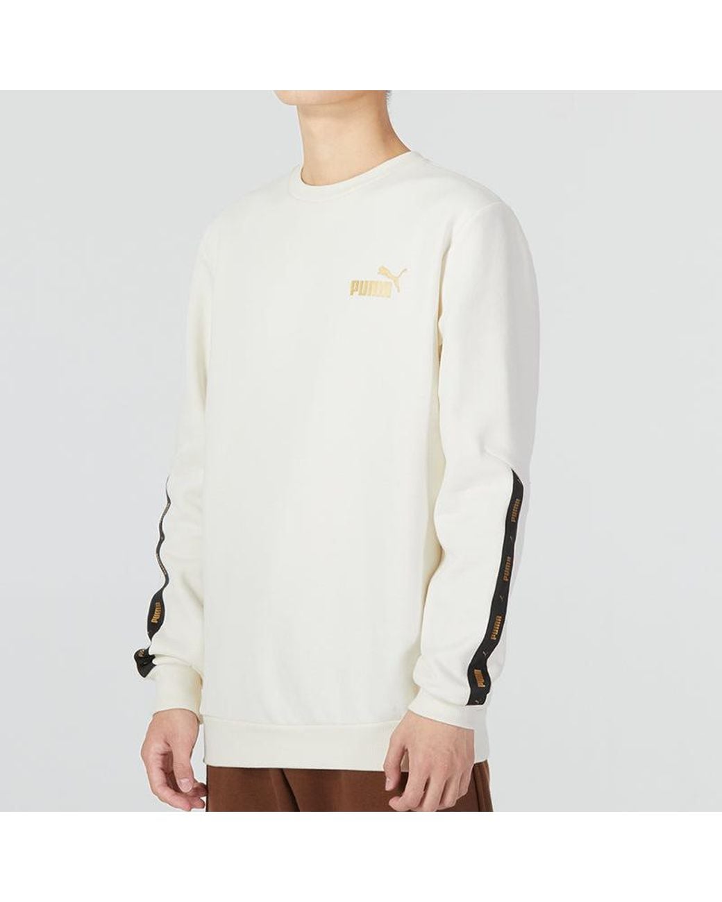 PUMA White Ess Metallic Logo Sweater for men