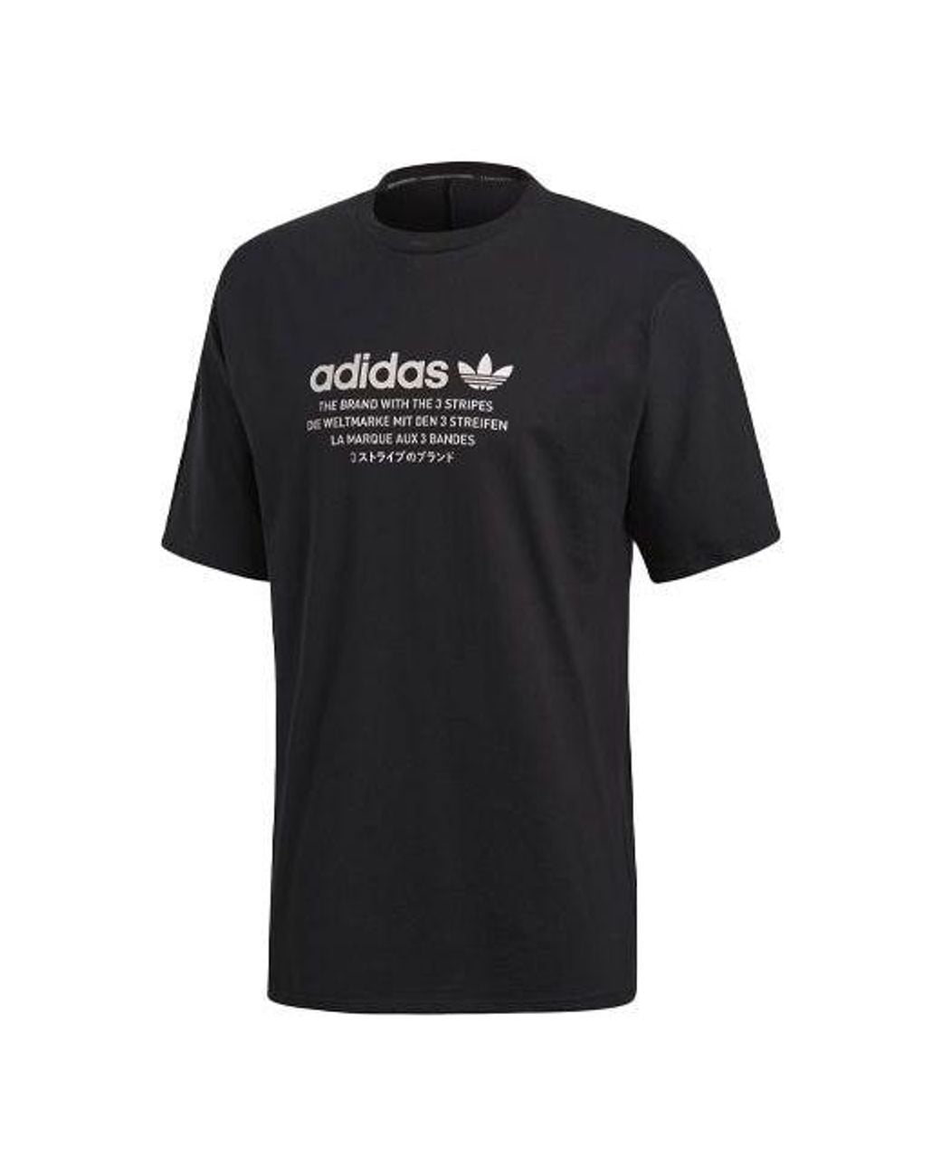 Adidas Black Originals Athleisure Casual Sports Printing Logo Alphabet Round Neck Short Sleeve for men