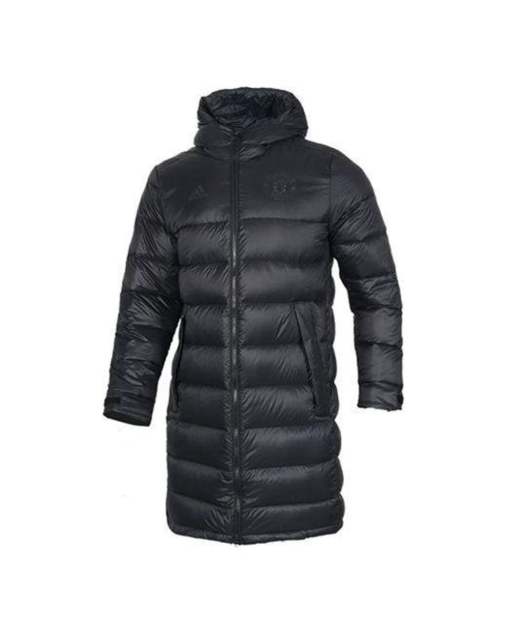 Adidas Black Stay Warm Solid Color Soccer/Football Hooded Down Jacket for men