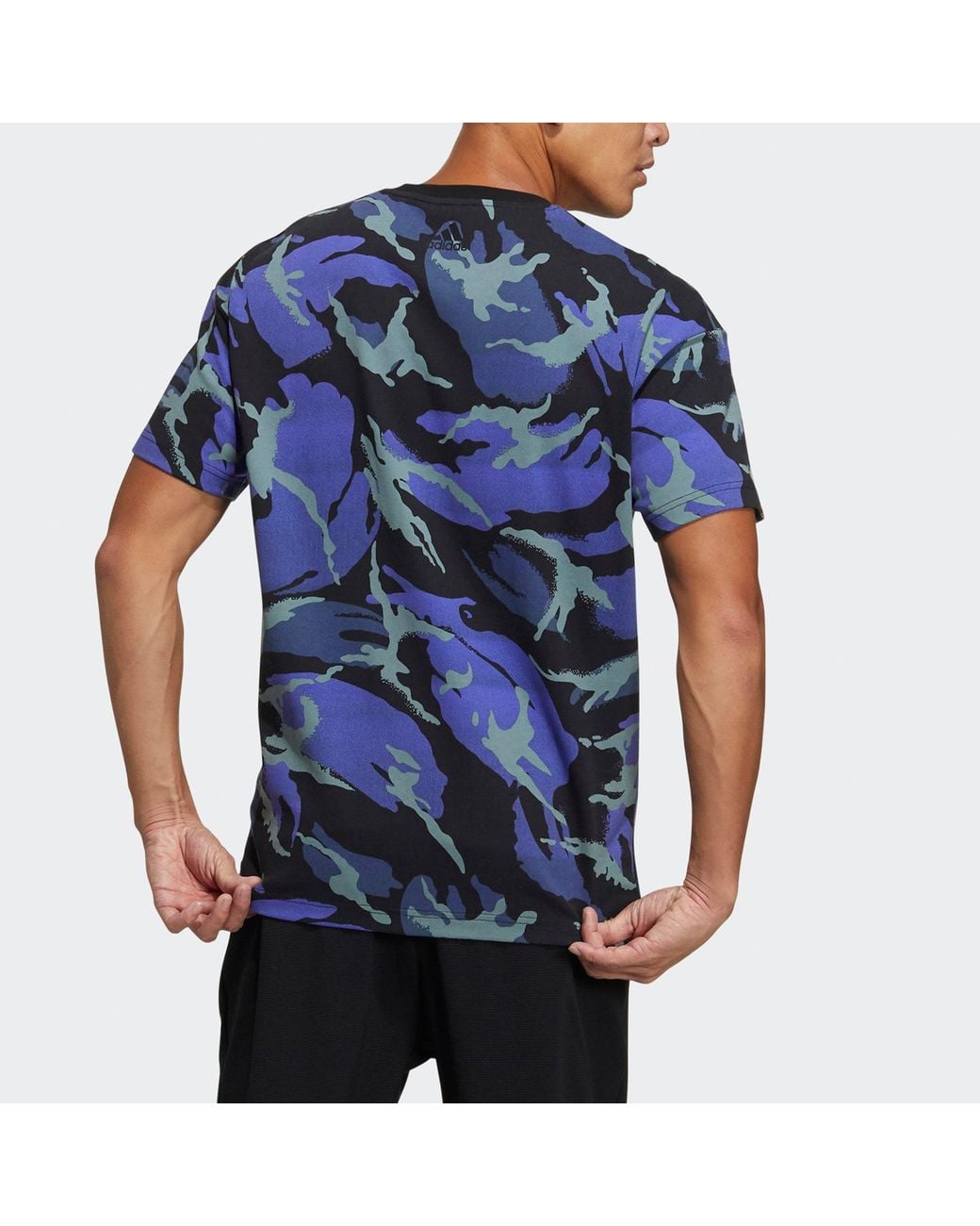Adidas Blue Ub Gfx T Aop Sports Camouflage Printing Short Sleeve for men