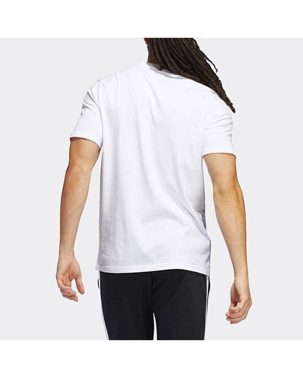 Adidas White Logo Pattern Running Gym Round Neck Short Sleeve for men