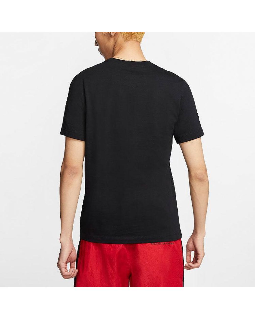 Nike Black Sportswear Printing Pattern Round Neck Short Sleeve for men