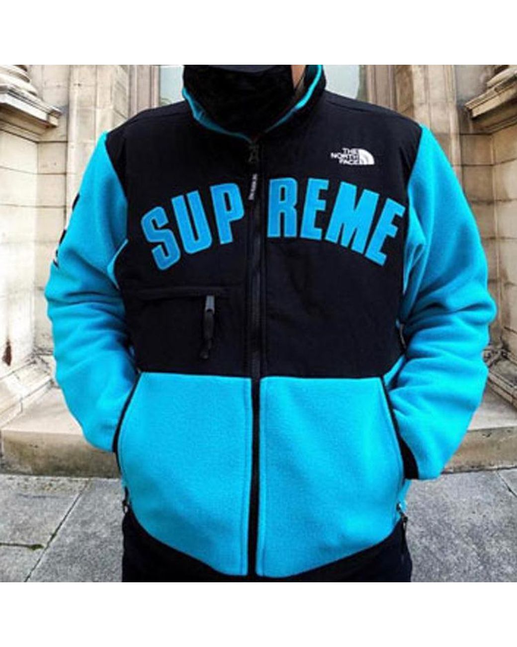 Supreme X The North Face Arc Logo Denali Fleece Jacket in Blue for