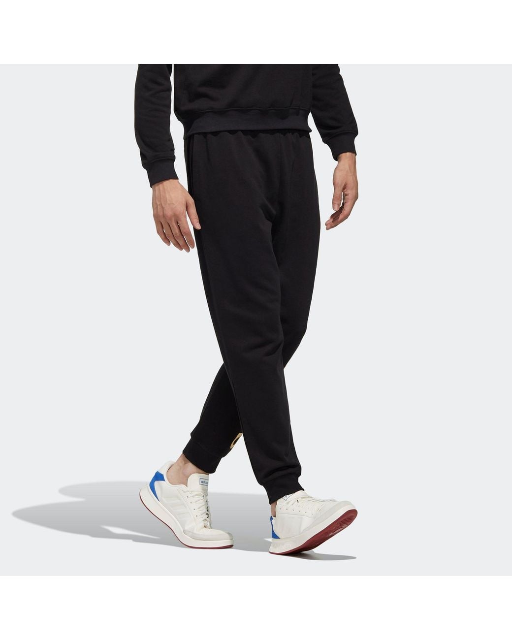 Adidas Black Neo Esntl Lg Tp 1 Metallic Logo Printing Bundle Feet Sports Pants/Trousers/Joggers for men