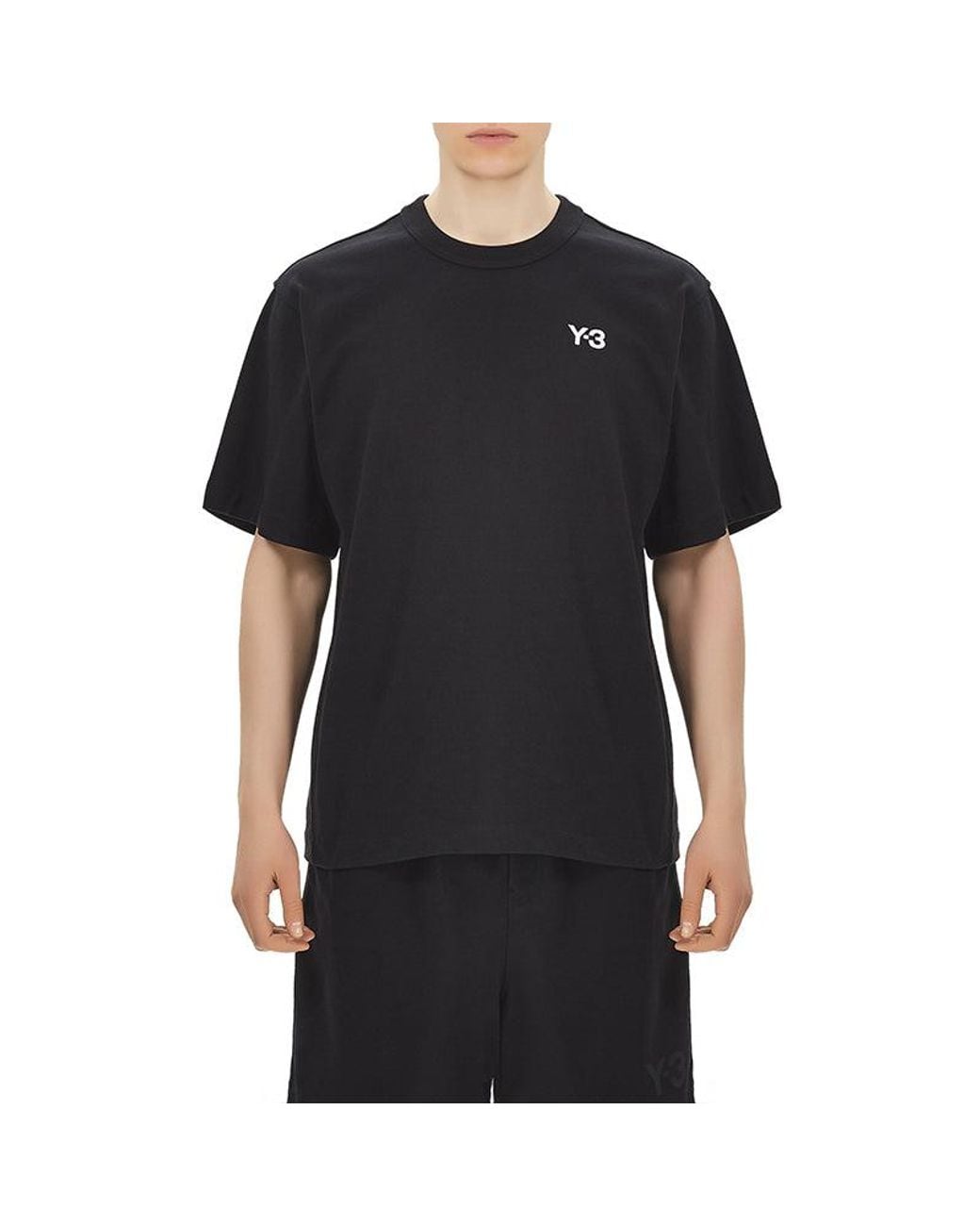 Adidas Black Y-3 Alphabet Logo Casual Short Sleeve T-Shirt for men