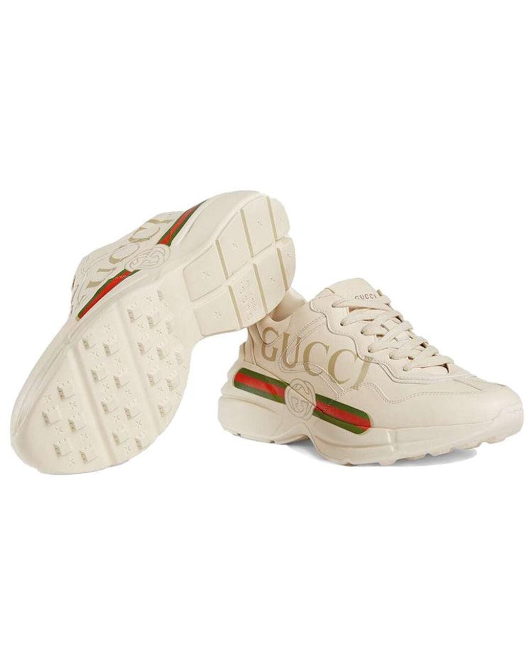 Gucci White (Wmns) Rhyton Leather Sneaker 'Logo'