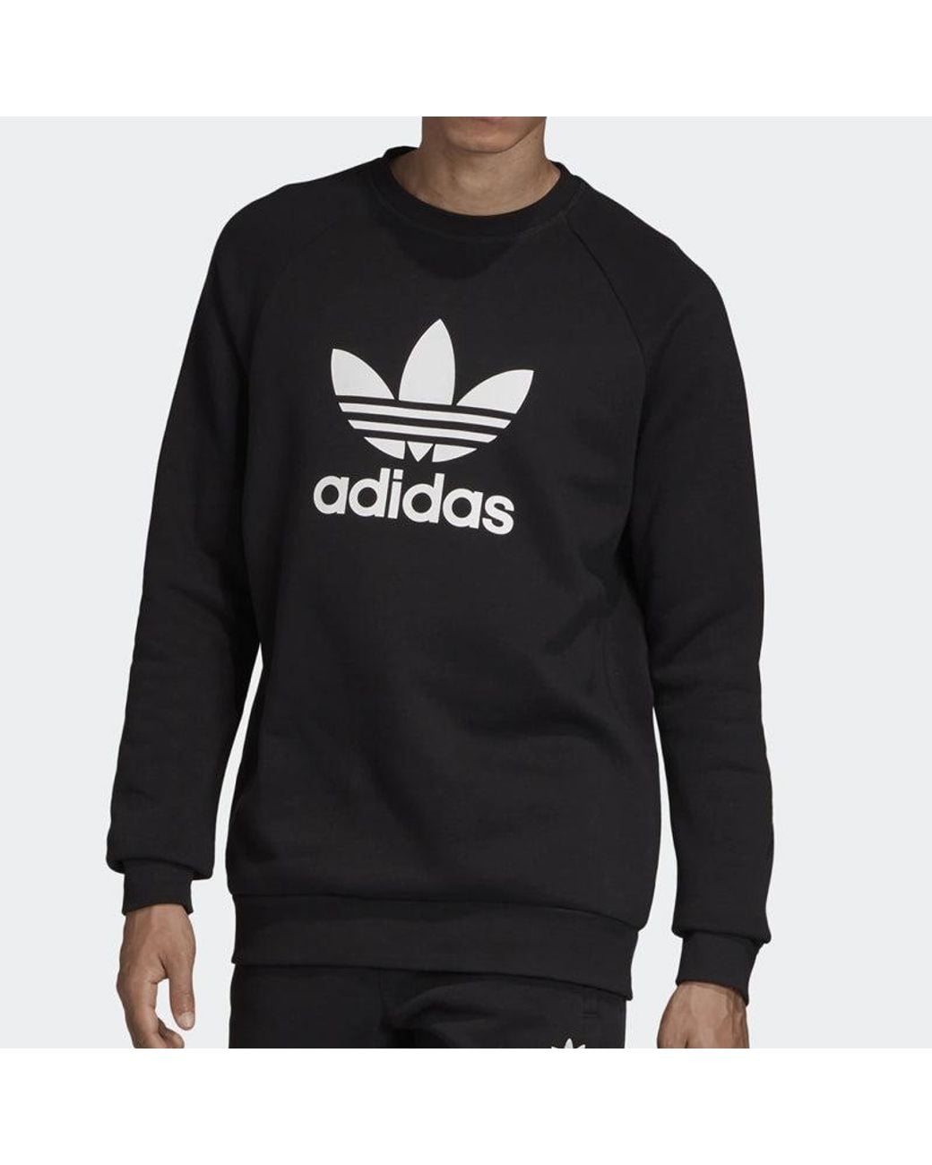 Adidas Black Originals Trf Flc Crew Sports Pullover for men