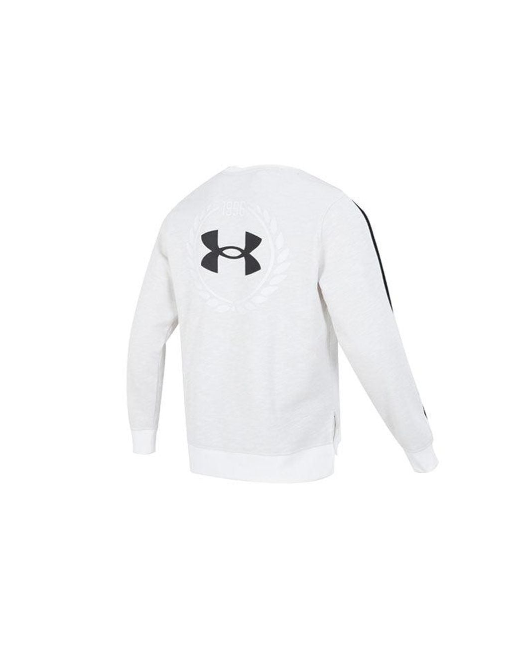 Under Armour White Essential Fleece Heritage Crew Sweatshirt 'Onyx' for men