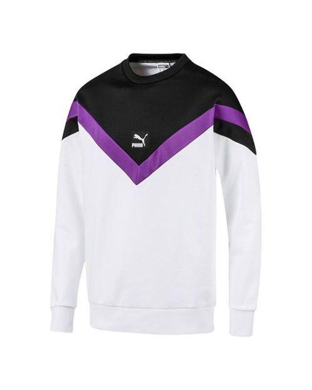 PUMA Purple Alphabet Logo Colorblock Round Neck for men