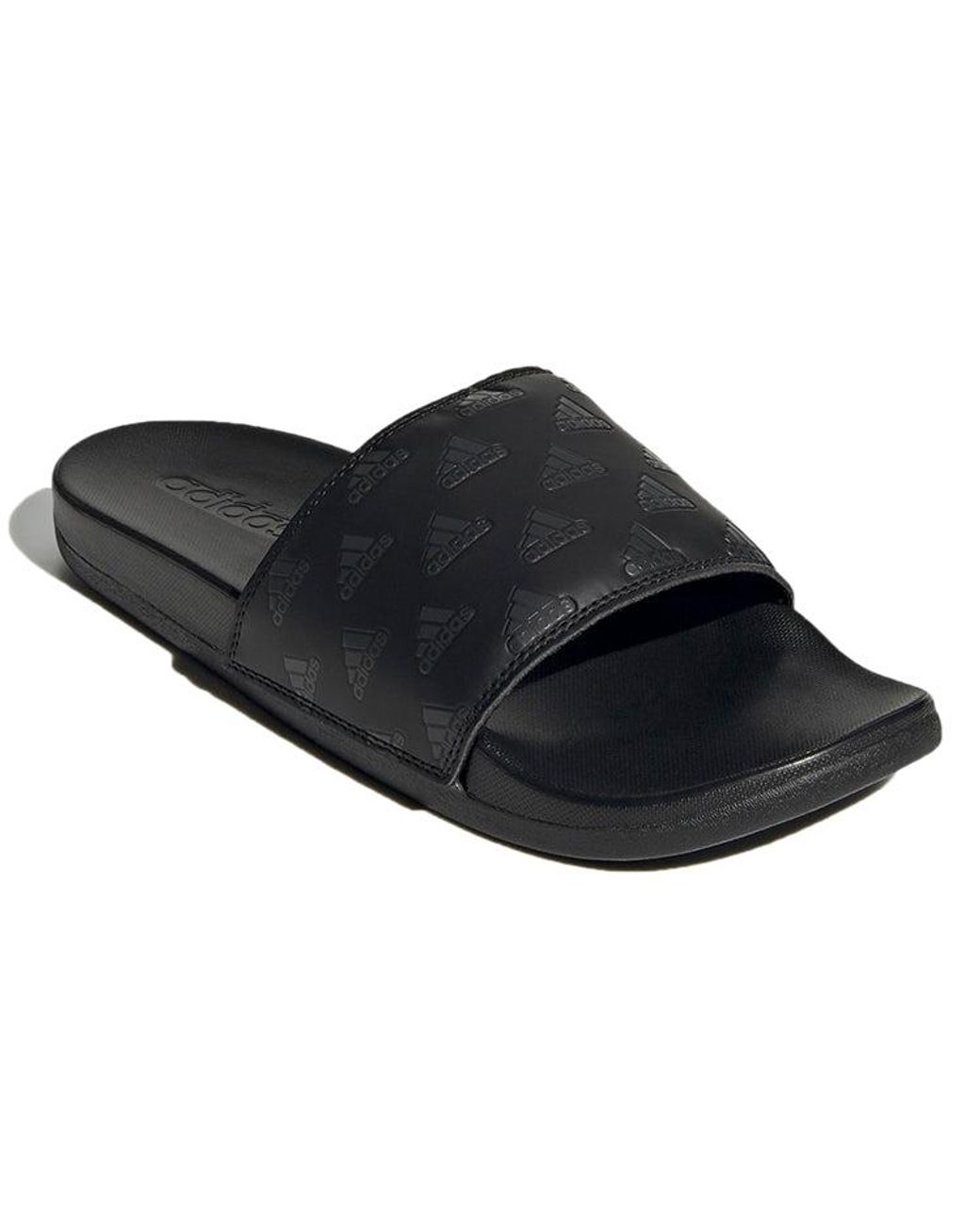 Adidas Black Adilette Comfort Slide 'Repeat Logo for men