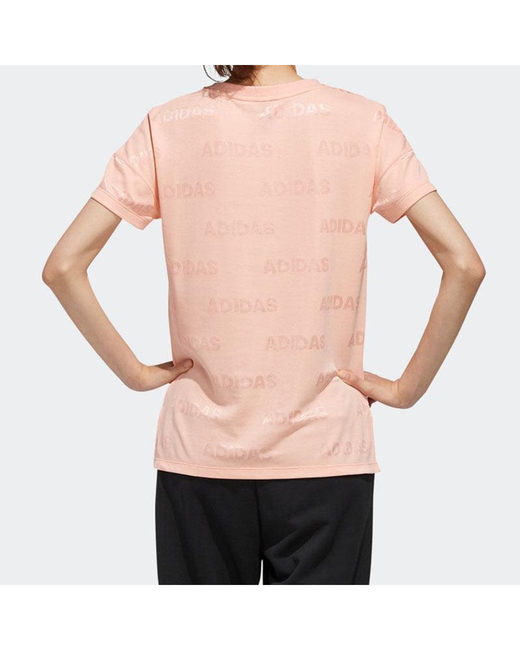 Adidas Pink (Wmns) Sports Stylish Round Neck Short Sleeve