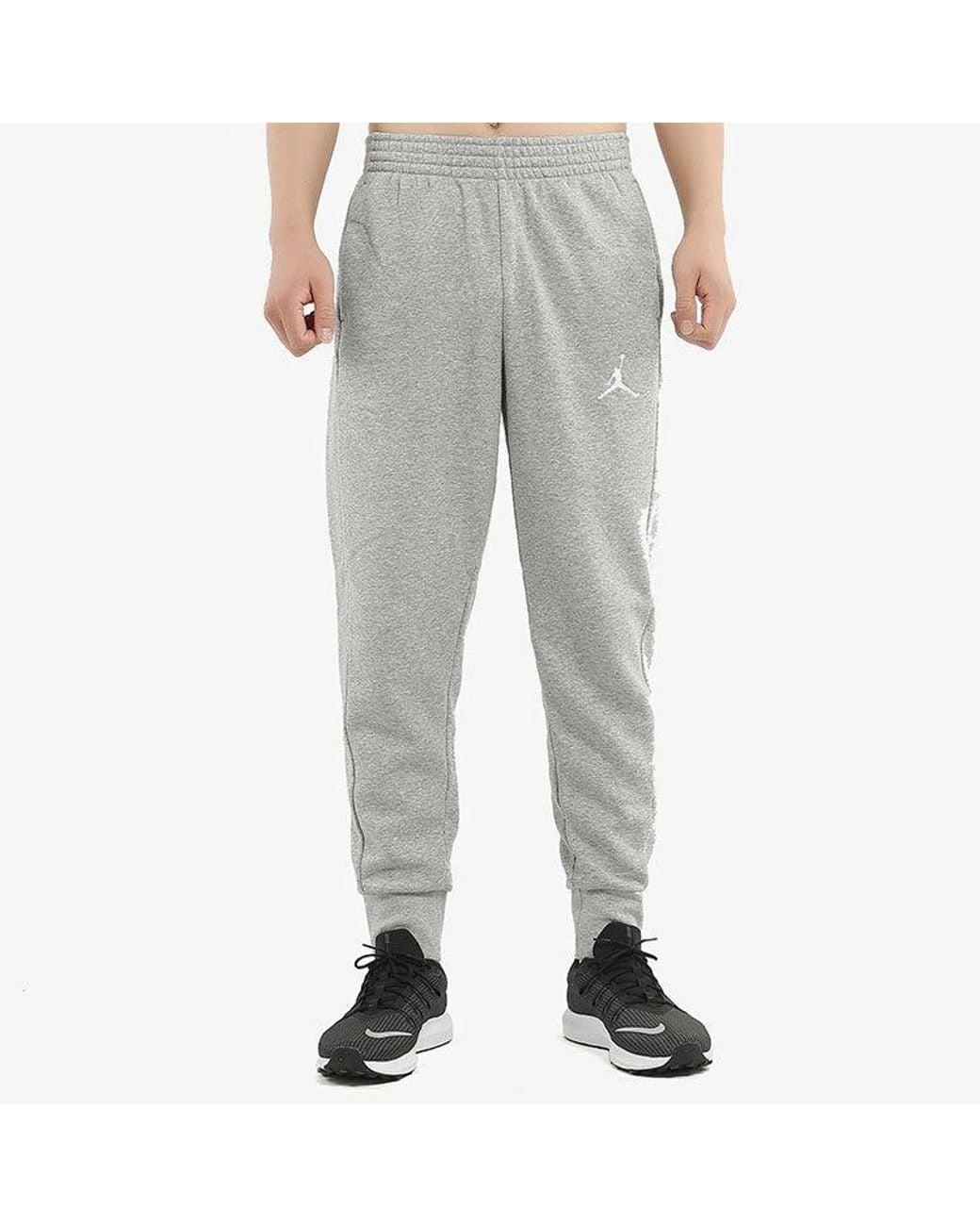 Nike Gray Flight Fleece Embroidered Logo Fleece Lined Bundle Feet Sports Pants/Trousers/Joggers for men
