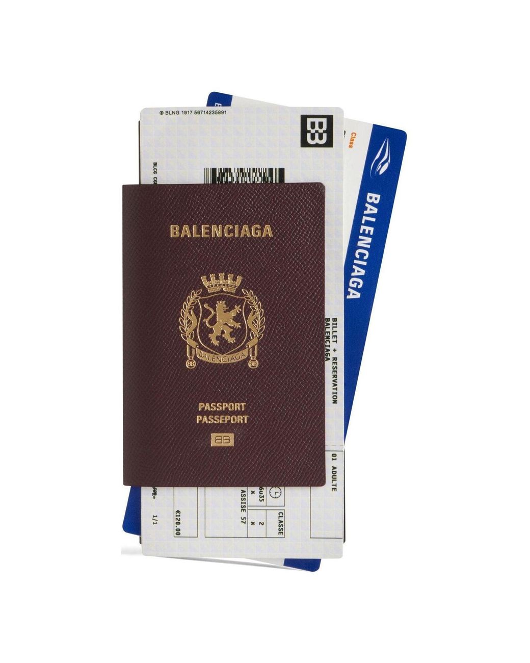 Balenciaga Brown Passport Long Wallet 2 Tickets 'Dark' for men
