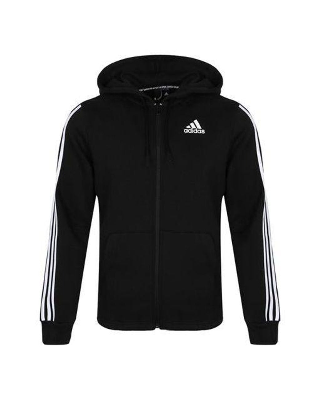 Adidas Black Printing Sports Fleece Lined Hooded Knit Jacket for men