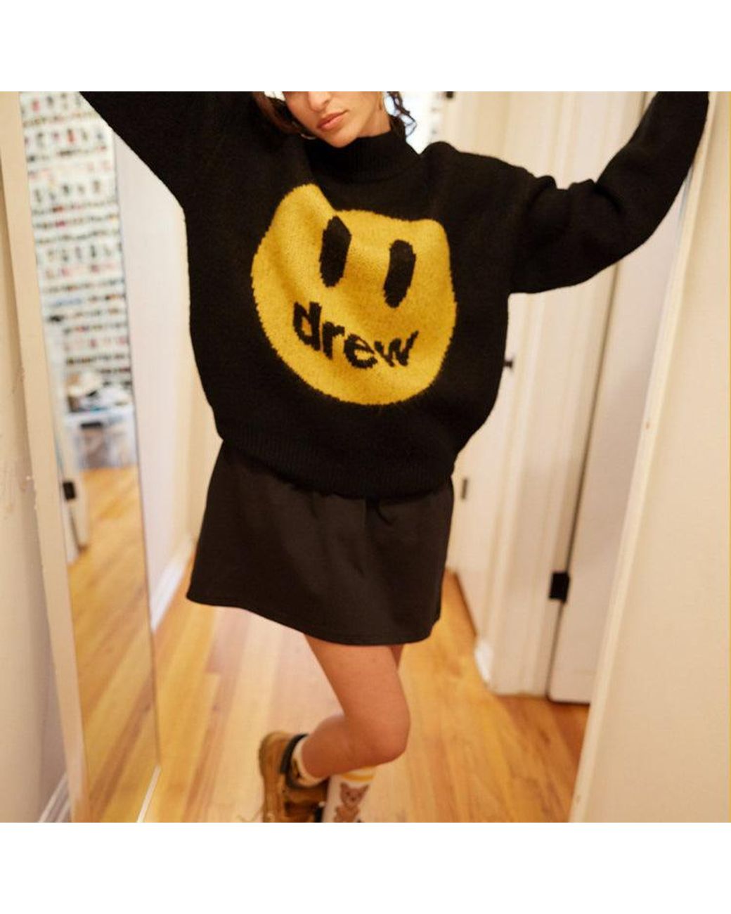 Drew House Black Mascot Funnel Neck Sweaters for men