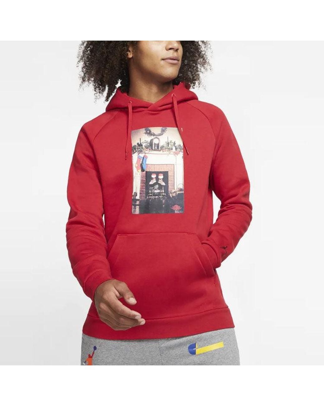 Nike Red Jumpman Chimney Printing Fleece Pullover for men