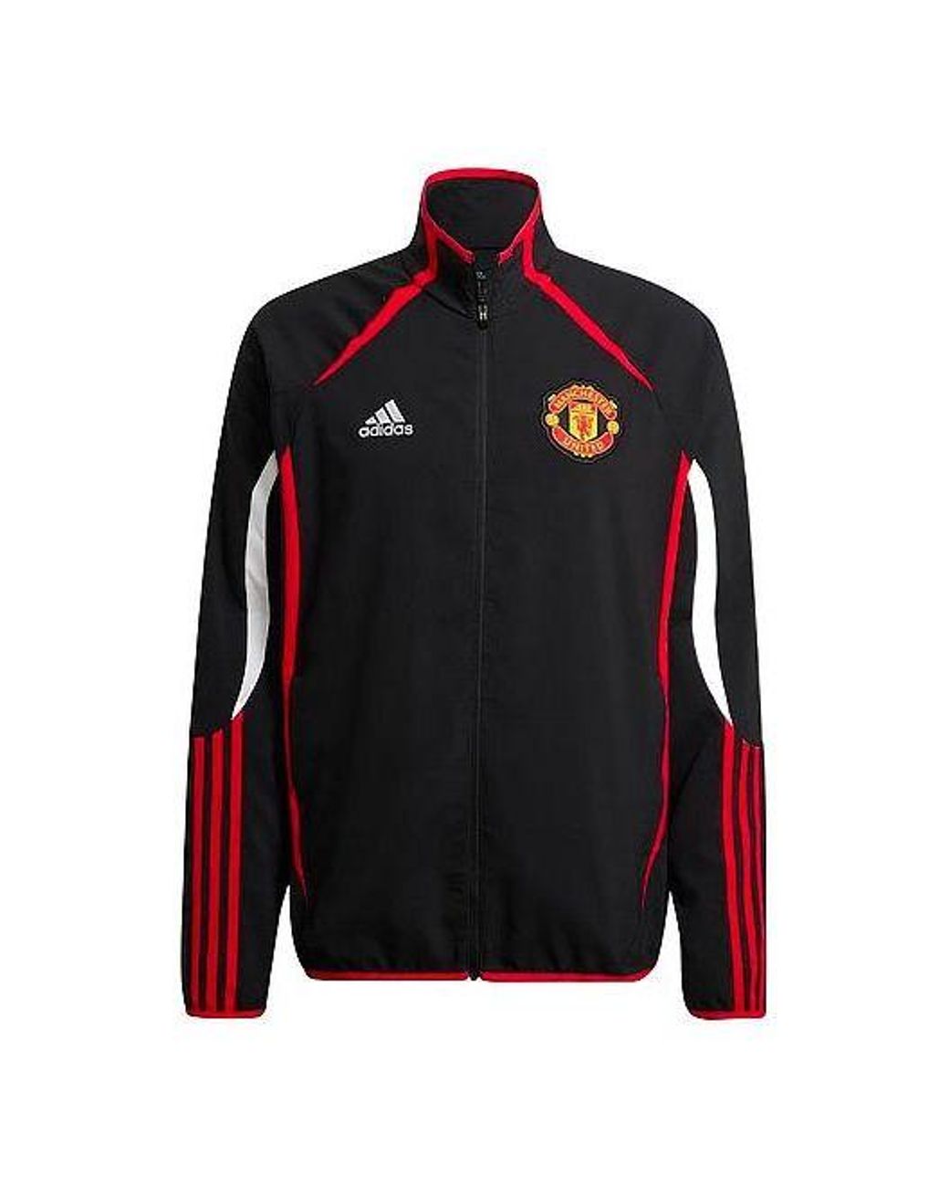 Adidas Black Logo Stand Collar Stripe Long Sleeves Jacket for men