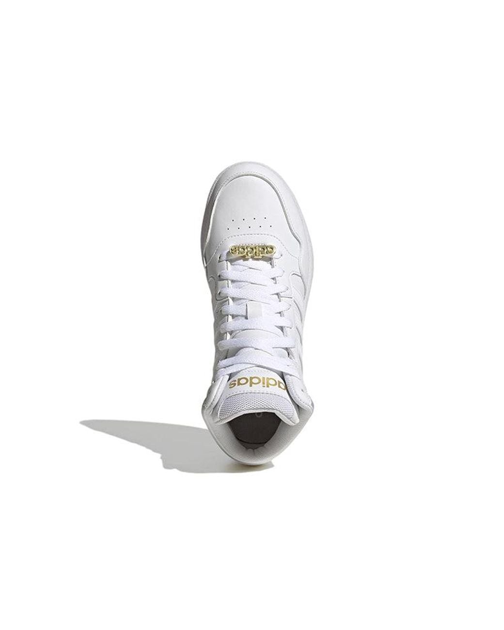 Adidas White (Wmns) Hoops 3.0 Mid Classic Shoes Metallic'