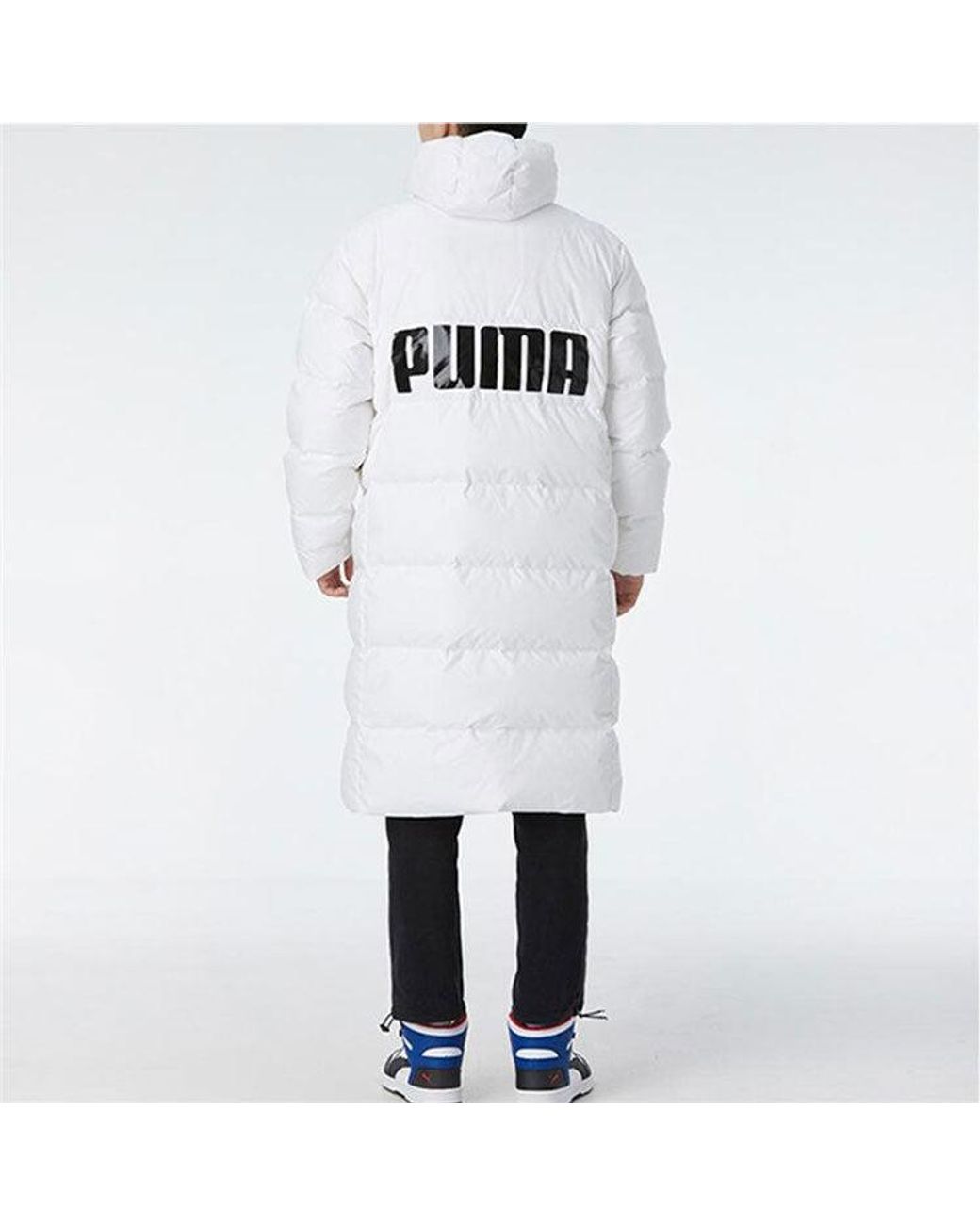 PUMA White Long Oversized Down Jacket for men