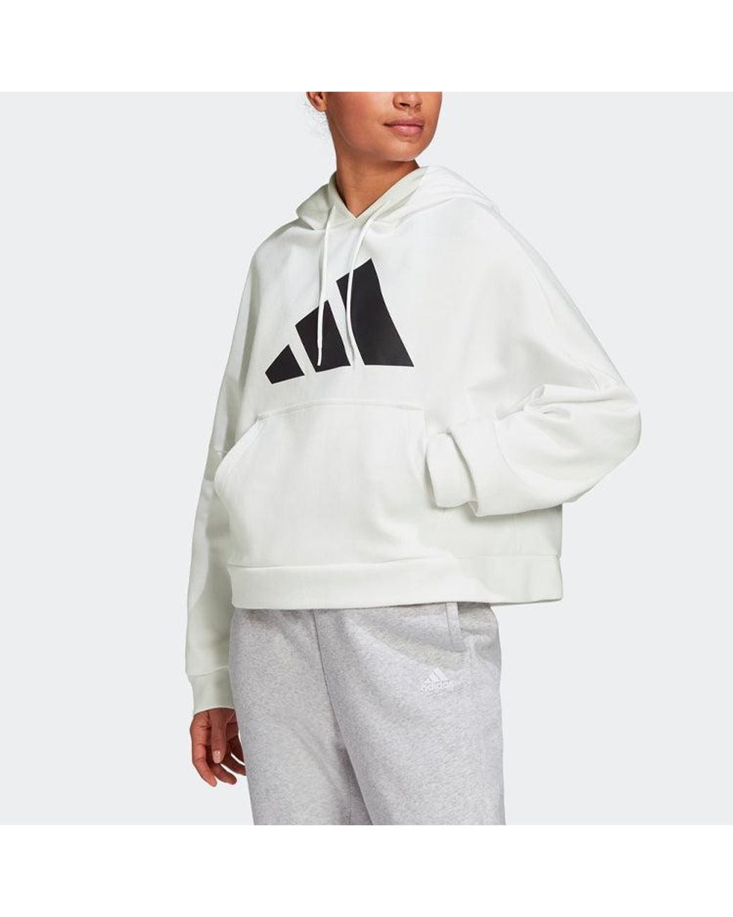Adidas White (Wmns) Contrasting Colors Logo Sports Pullover Hoodie Asia Edition