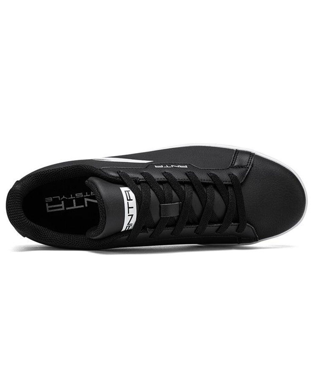 Anta Black Leather Skateboarding Shoes for men
