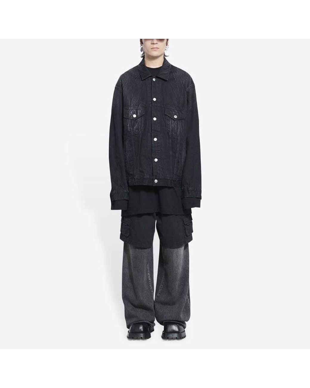Balenciaga Blue Cities Paris Oversized Denim Jacket 'Washed' for men