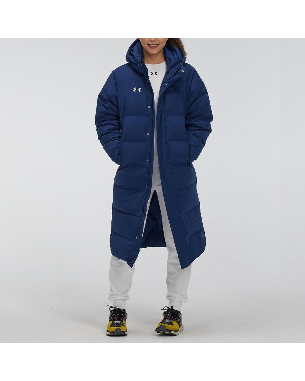 Under Armour Blue Long Puffer Jacket 'College' for men