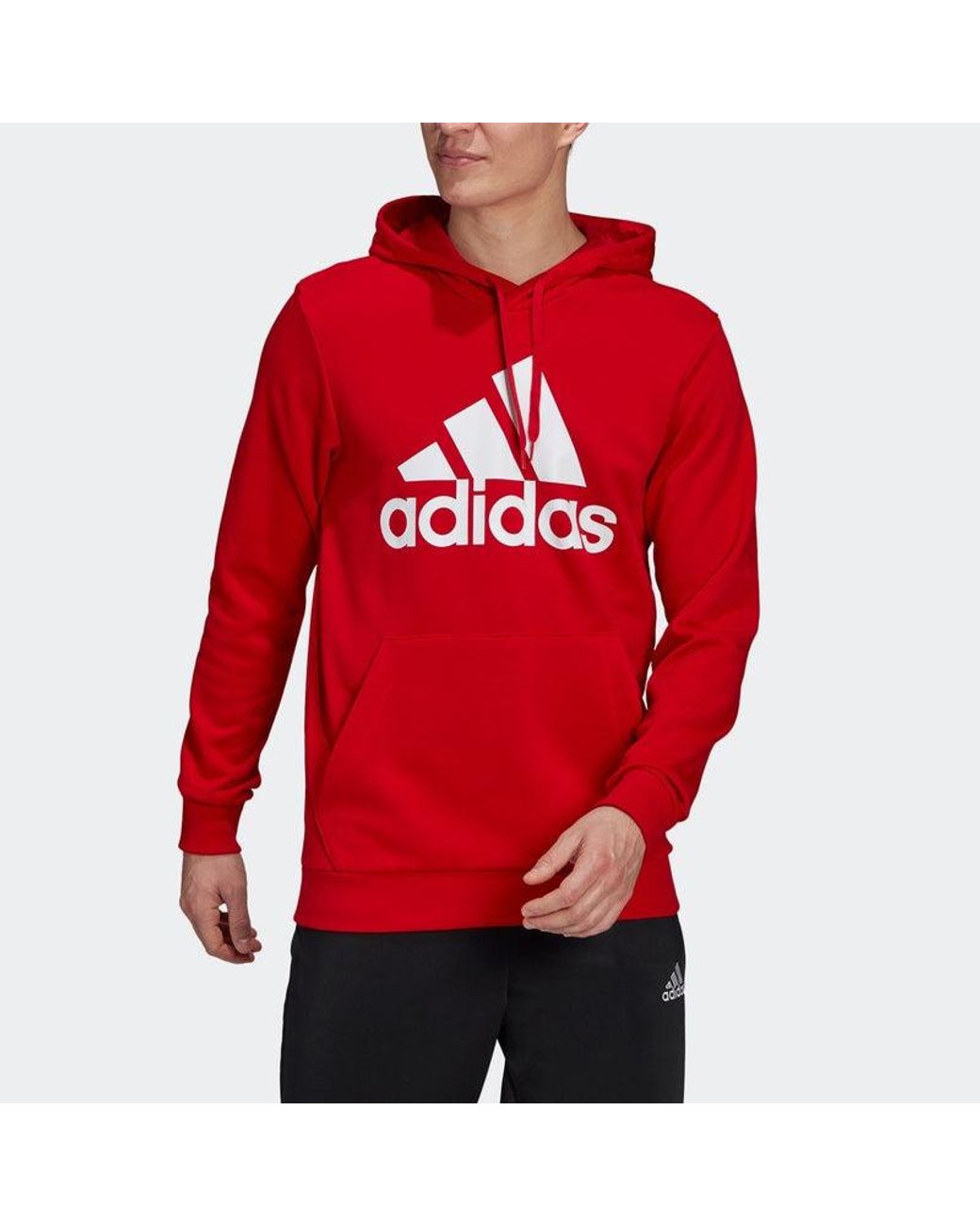 Adidas Red Bl Ft Hd Logo Printing Drawstring Sports Pullover for men