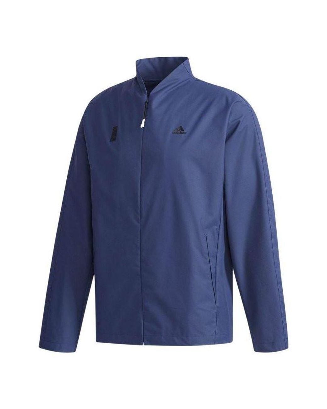 Adidas Blue Logo Printing Solid Color Stand Collar Jacket Autumn for men