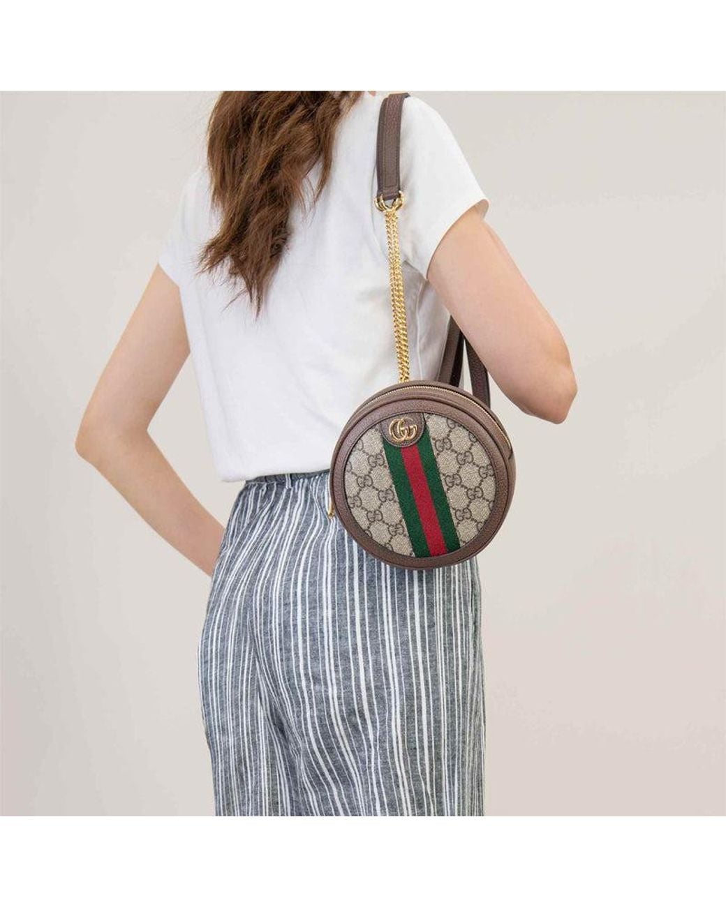 Gucci Brown (Wmns) Ophidia Series Mini Gg Canvas Tape Circle