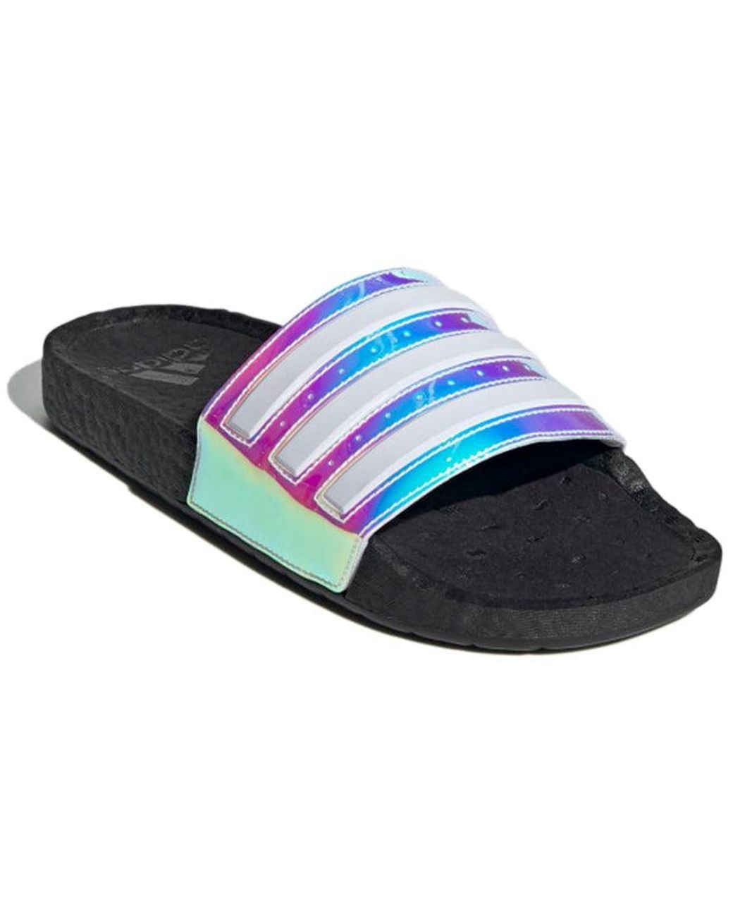 Adidas Blue Adilette Boost Slides 'Iridescent' for men