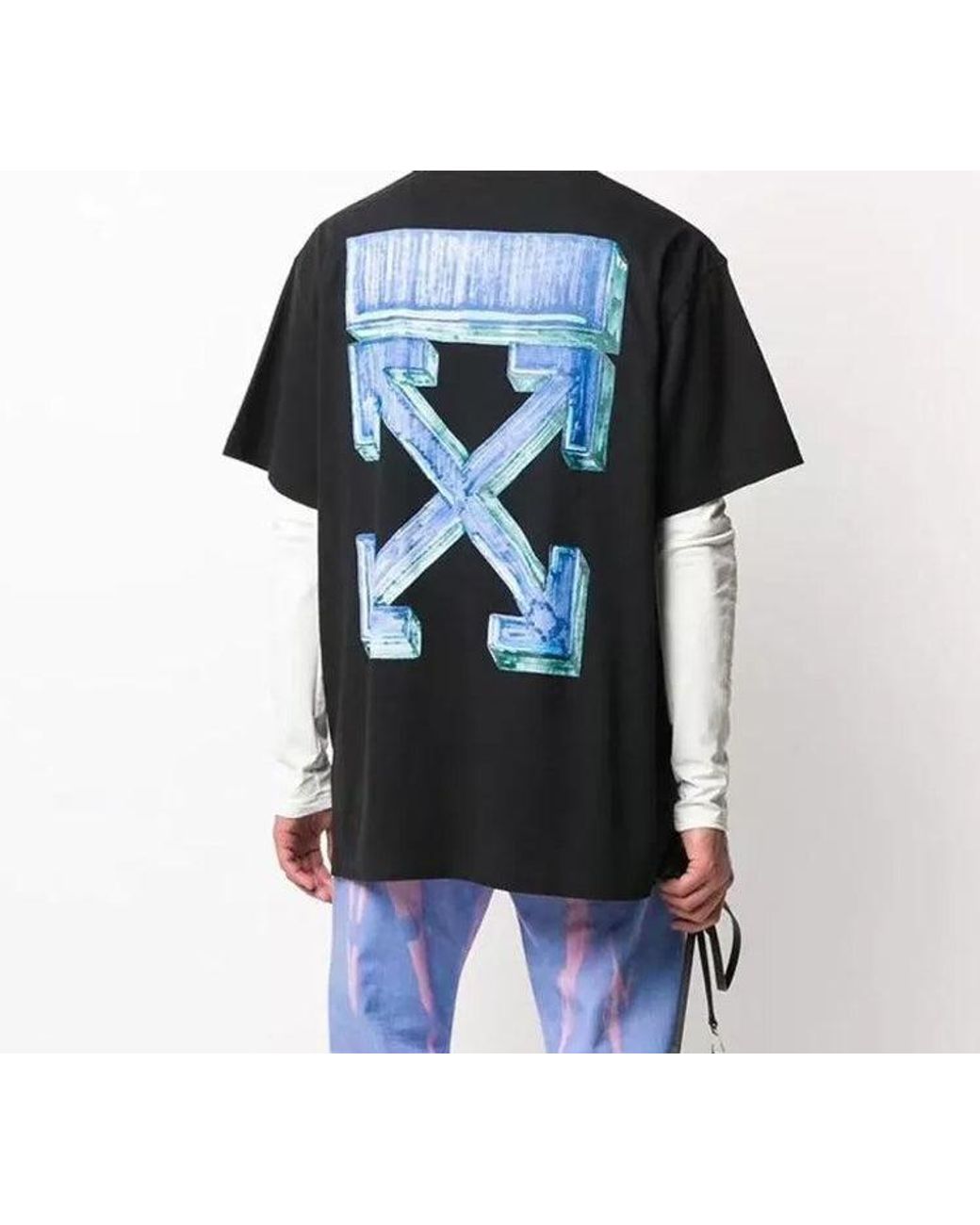 Off-White c/o Virgil Abloh Black Fw20 Maker Arrows Print Short Sleeve Round Neck for men