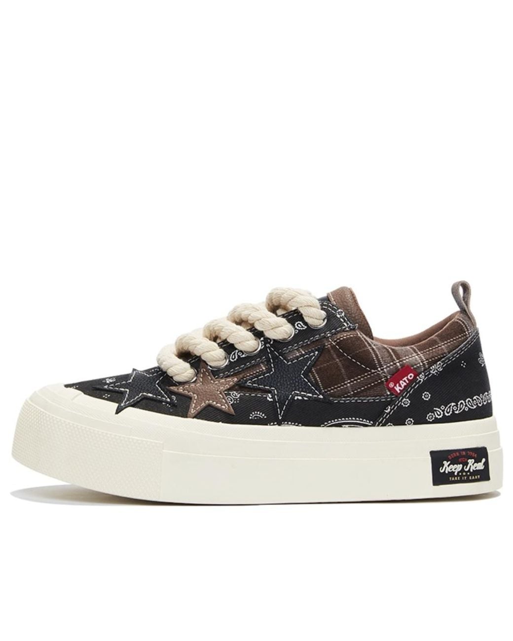 KAALIXTO Black Skateboarding Canvas Low 'Paisley' for men