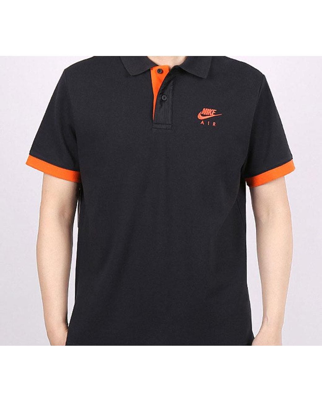 Nike Black Sportswear Lapel Short Sleeve Polo Shirt for men