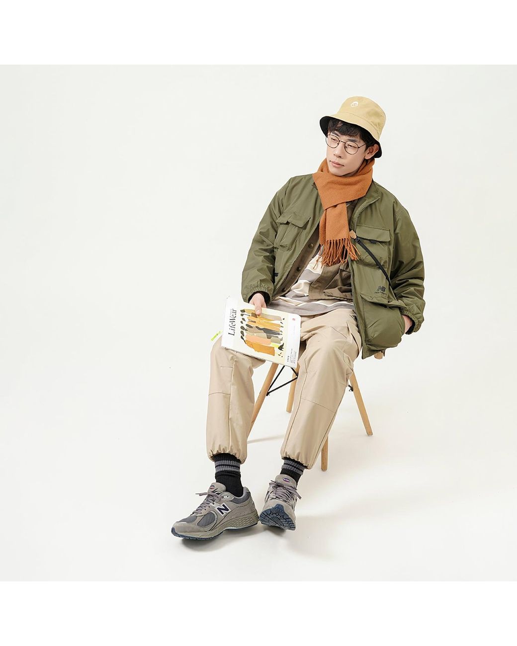 New Balance Green Casual Sports Stand Collar Woven Military Jacket for men