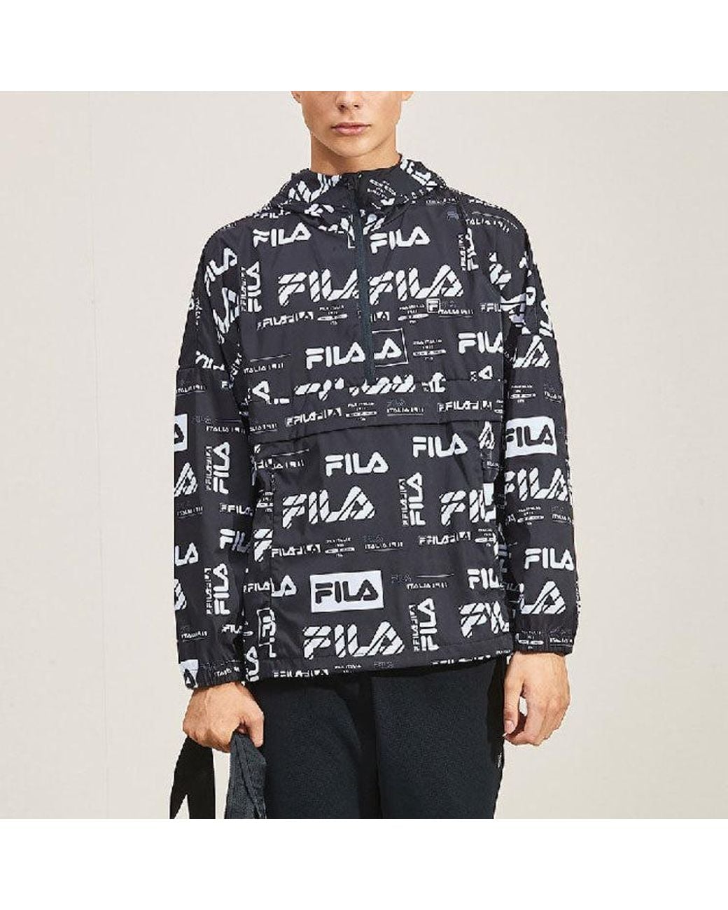 Fila Blue Logo Full Print Hooded Loose Jacket for men
