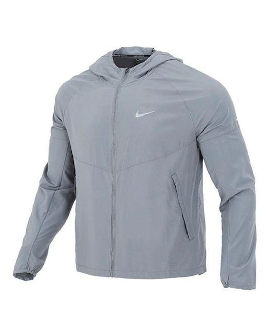 Nike Blue As Nk Rpl Miler Jkt Reflective Logo Printing Woven Sports Hooded Jacket for men