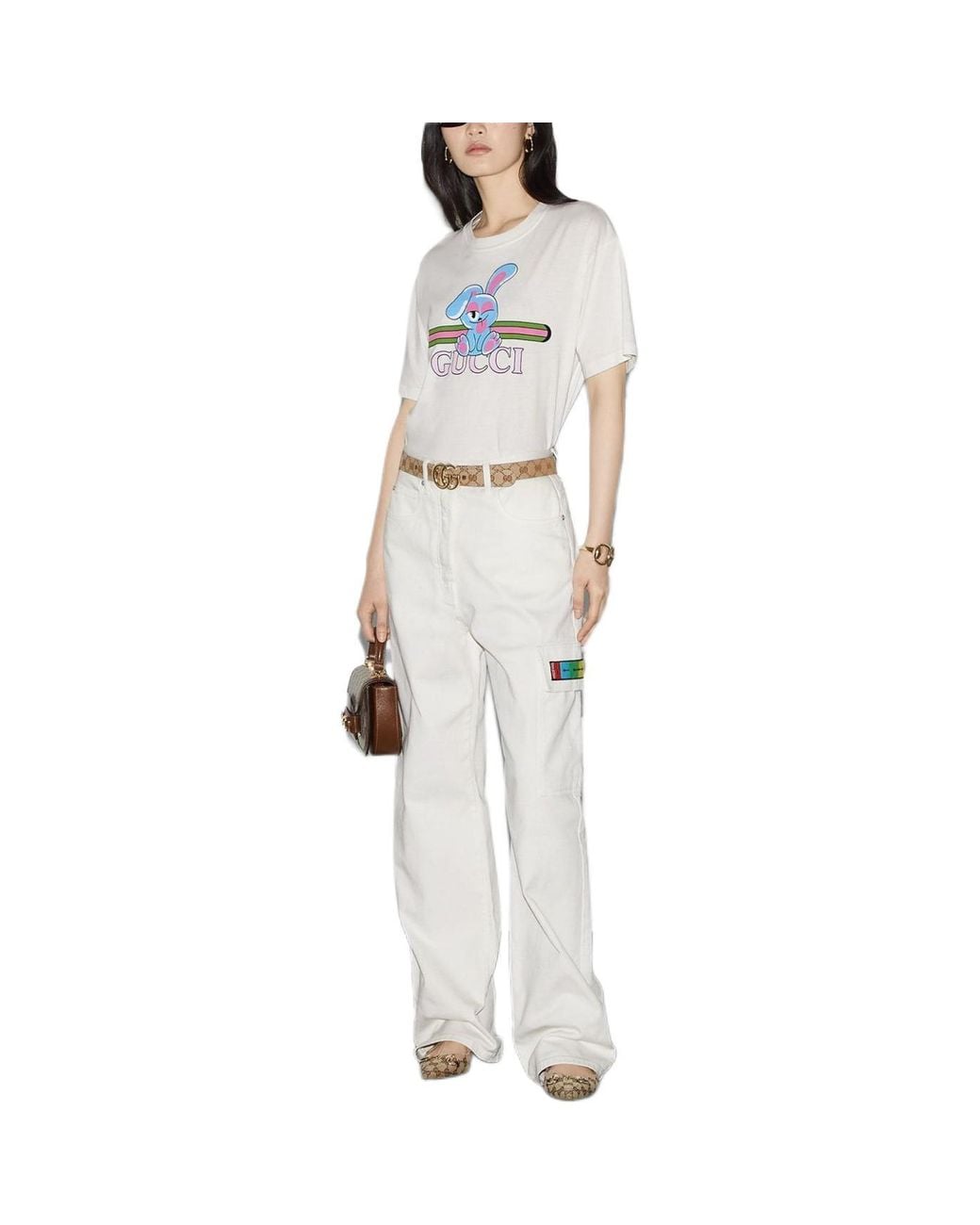 Gucci White (Wmns) Cotton Jersey Printed T-Shirt 'Off'