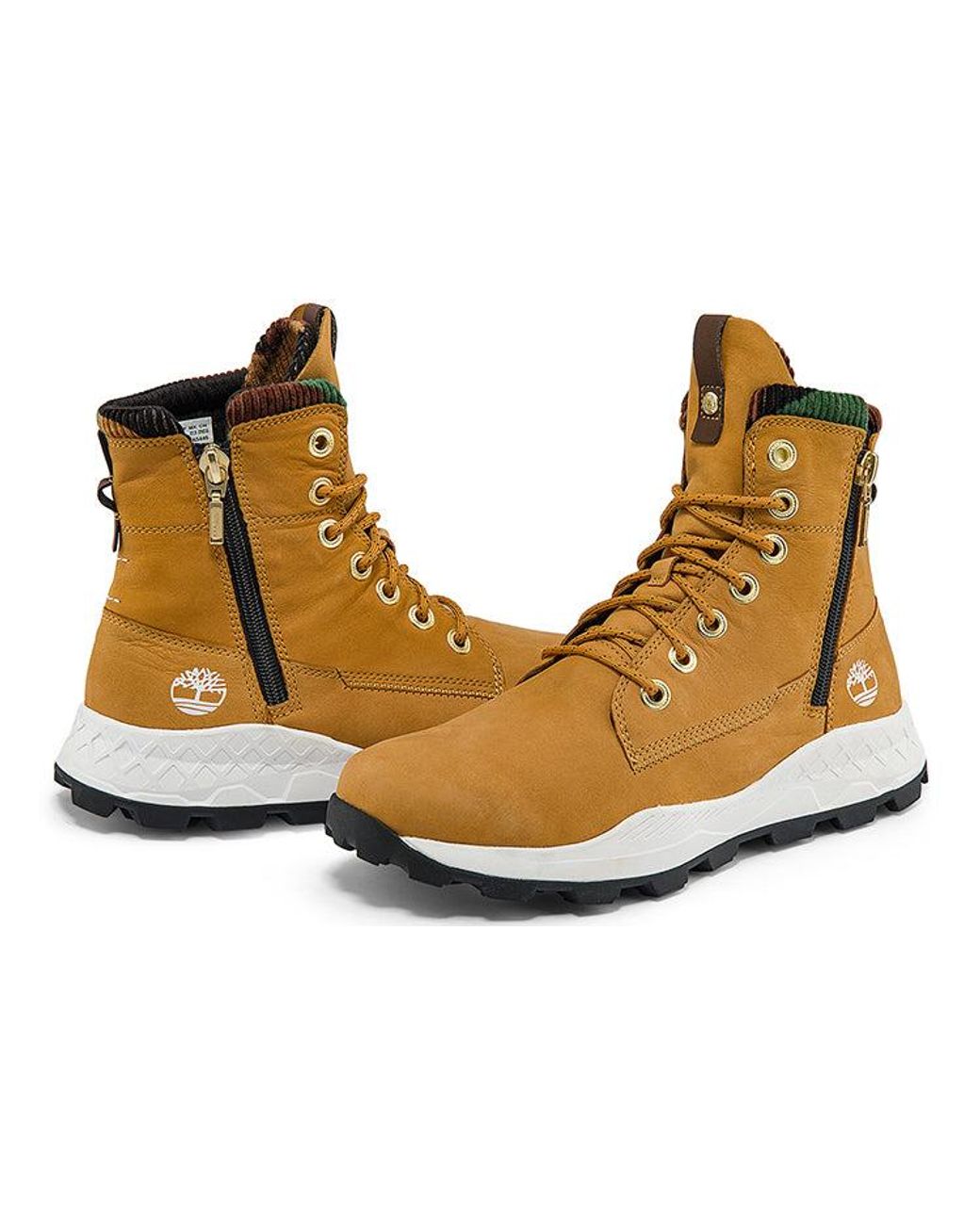 Timberland Brown Brooklyn Side Zip Sneaker Wide Fit Boot 'Wheat Nubuck With Camouflage' for men