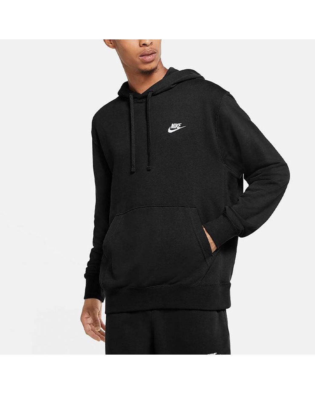 Nike Black Sportswear Club Logo Embroidered Solid Color Sports for men