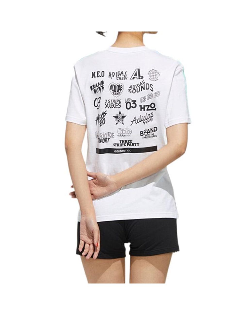 Adidas White (Wmns) Neo Faves Round Neck Short Sleeve