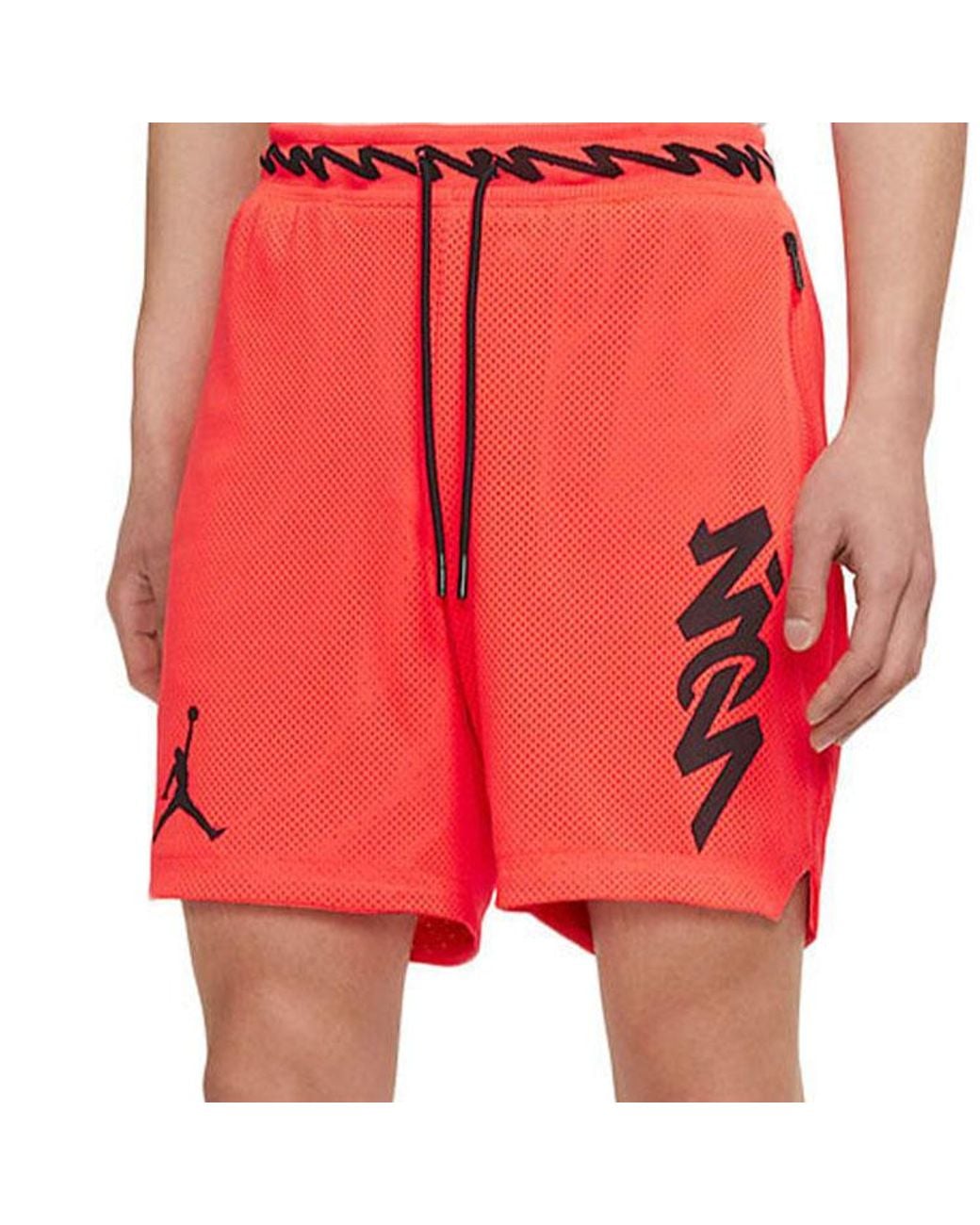 Nike Orange Dri-Fit Zion Mesh Basketball Sports Alphabet Printing Quick Dry Breathable Shorts for men