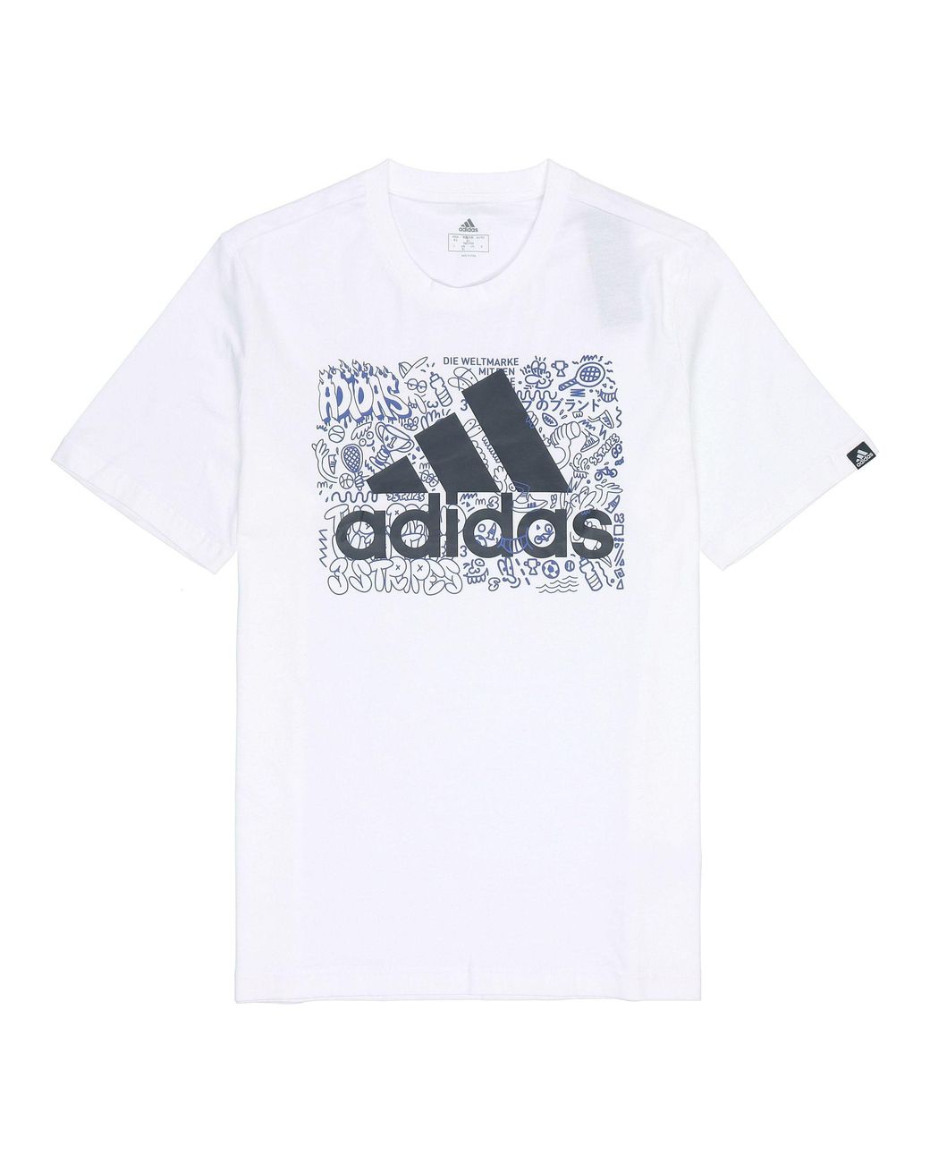 Adidas White M Ddlbmb L T Graffiti Printing Logo Sports Short Sleeve for men