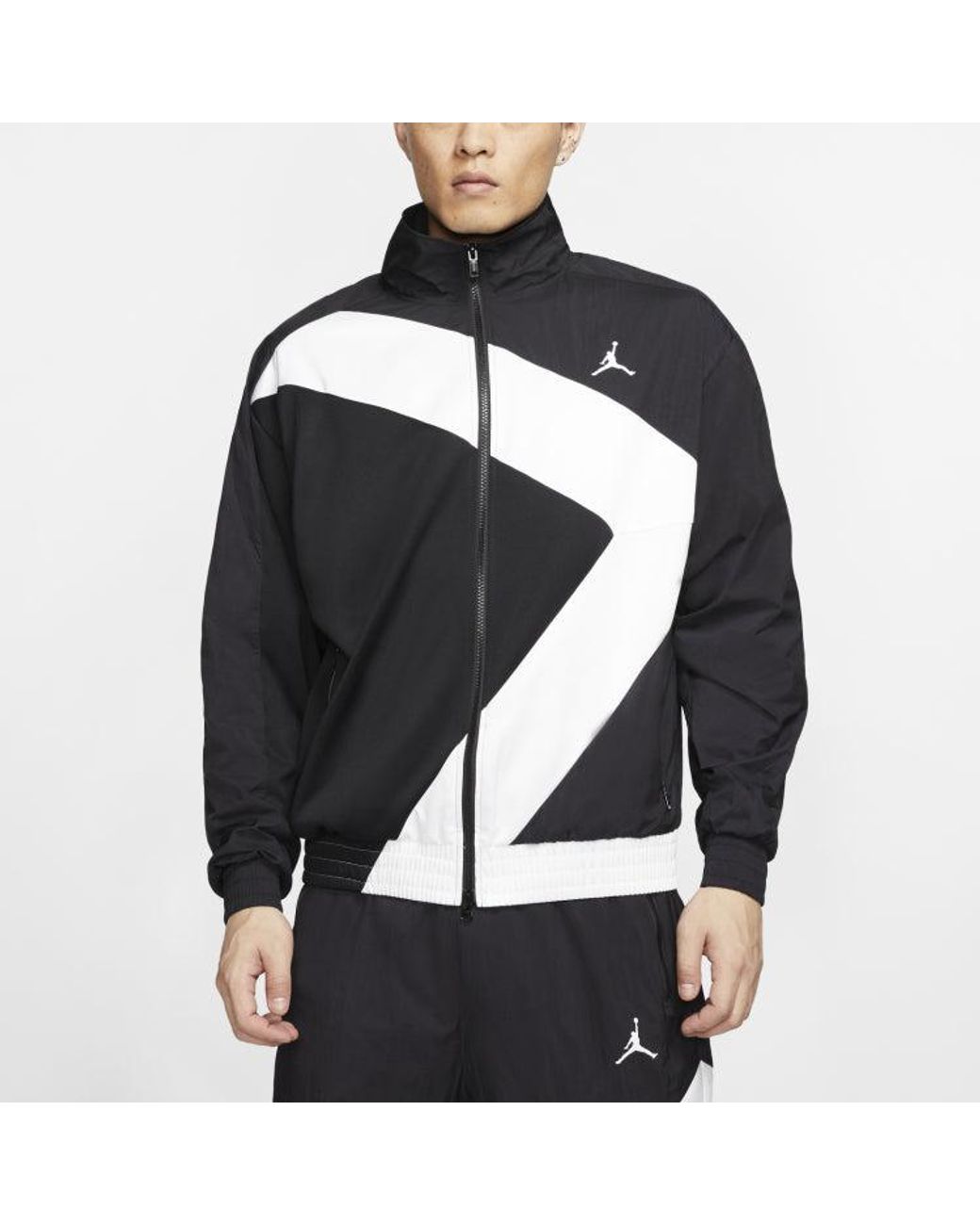 Nike Black Wings Diamond Retro Sports Running Training Stand Collar Jacket for men