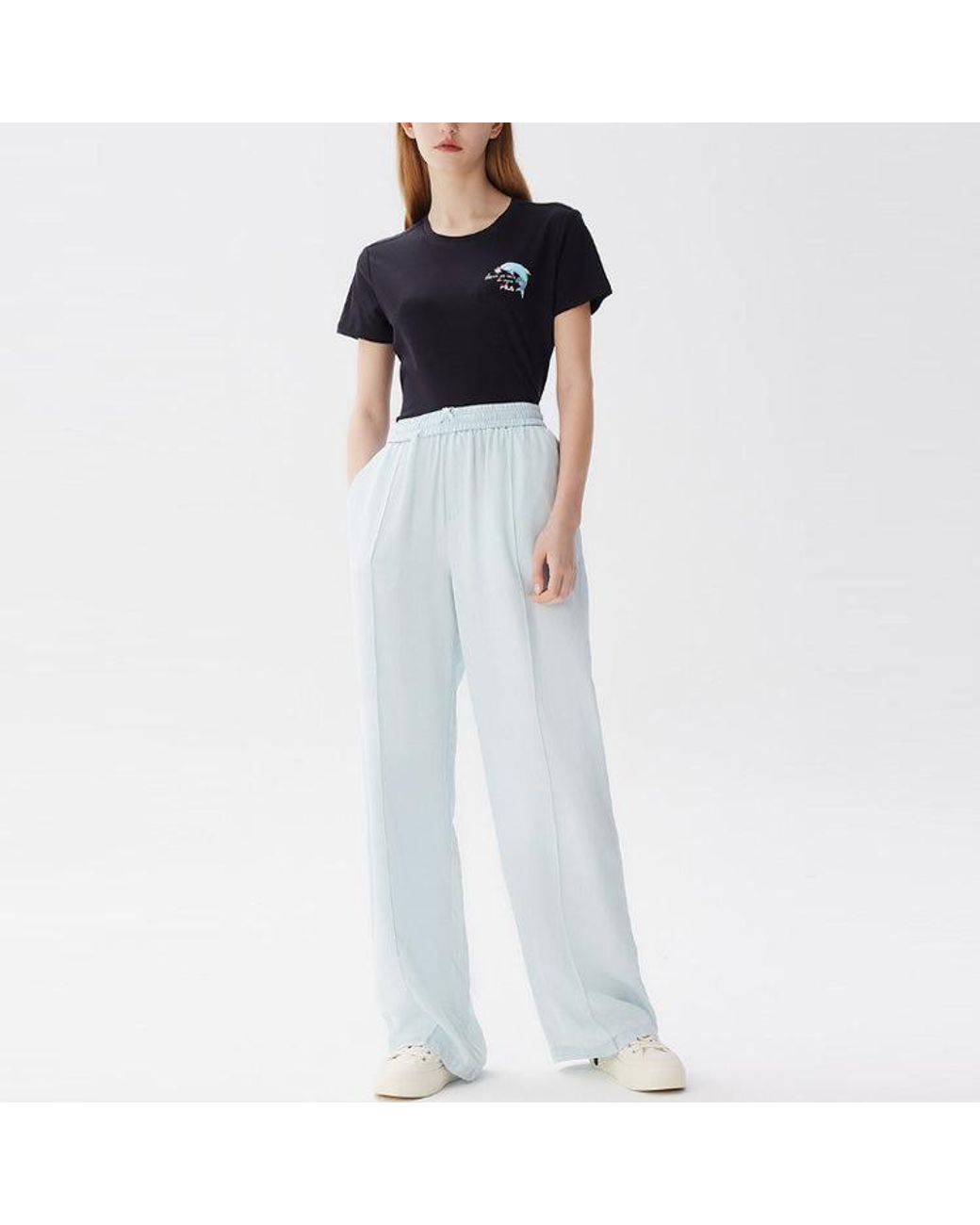 Fila Black (Wmns) Dolphin Printing Round Neck Short Sleeve