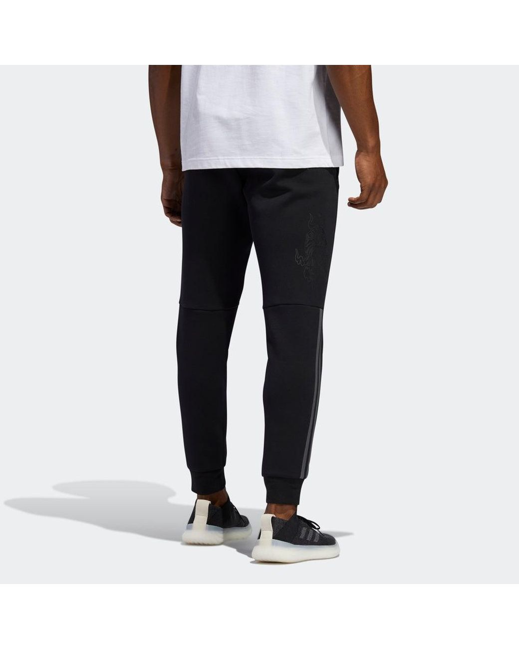 Adidas Black Pattern Lacing Elastic Waistband Sports Pants for men