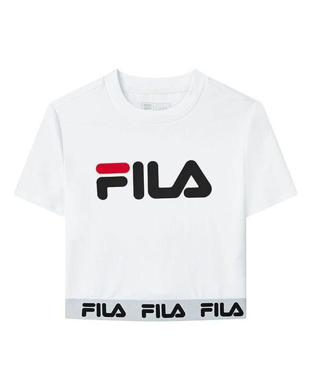 Fila White (Wmns) Logo Print Short Sports Short Sleeve
