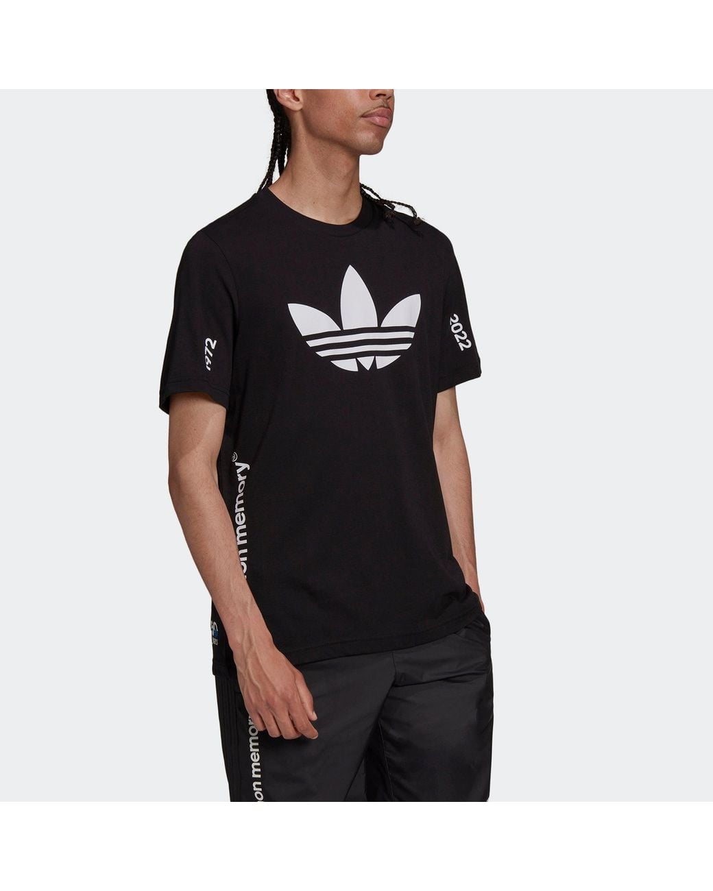 Adidas Black Originals Trefoil C Tee1 Large Logo Round Neck Casual Short Sleeve T-Shirt for men