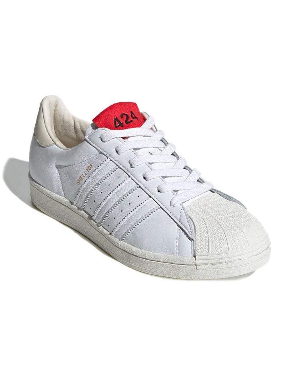 Adidas White 424 X Superstar Shell Toe Scarlet' for men