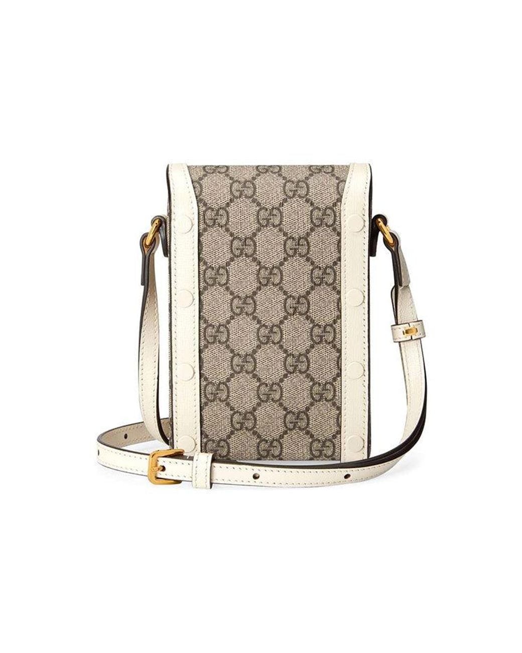 Gucci Gray Horsebit 1955 Logo Canvas Phone Bag Box Shoulder Messenger Bag 'Mini Ebony'